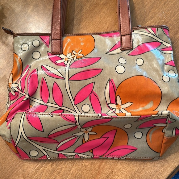 Fossil key-per coated canvas double handle retro floral purse - Picture 5 of 12